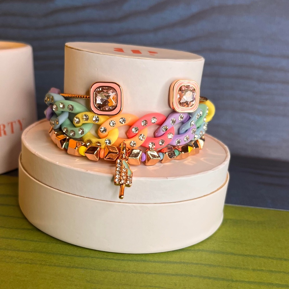 Bomb Party Stacks "The Sparkling Popsicle" Complete 3 Bracelet Set Rose Gold Pla